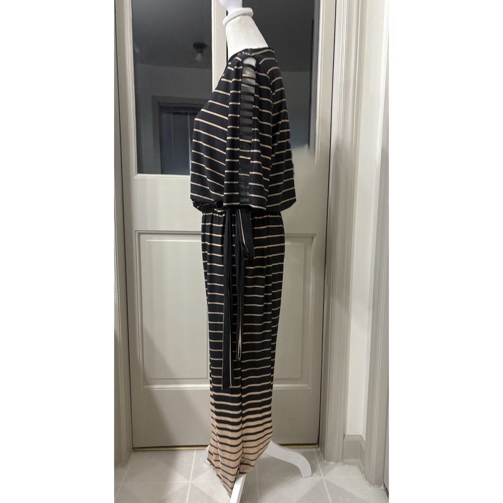 Robert Louis Belted Jumpsuit Size Medium Ombré Striped Cut Out Sleeves Stretchy